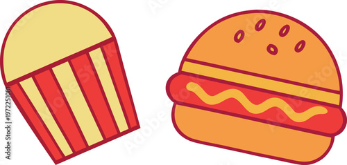 Two Fast Food Items Flat Vector Illustration