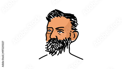 Alfred Nobel portrait, flat vector illustration
