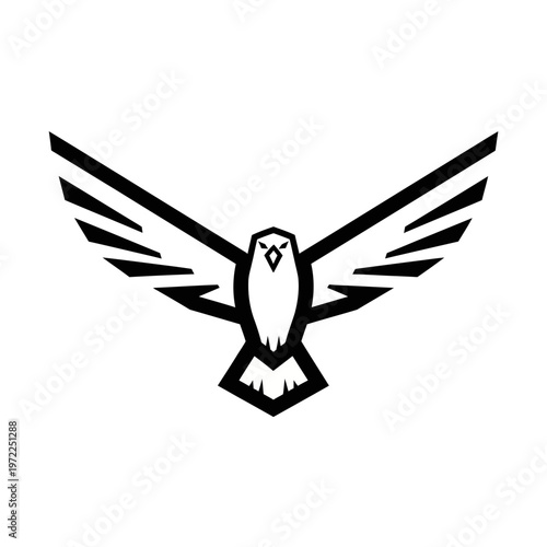 Black and white eagle logo symbol.