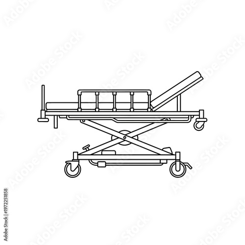 Medical stretcher illustration isolated on white background for healthcare.