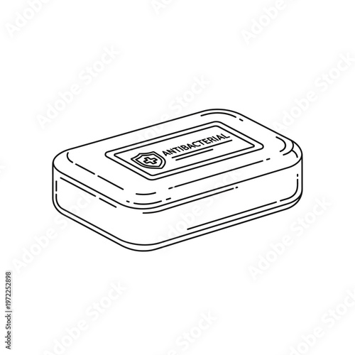 Antibacterial soap bar illustration, perfect for hygiene and cleanliness concepts, isolated on white.