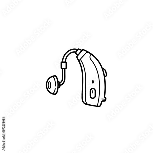 Illustration of a hearing aid device for people with hearing loss.