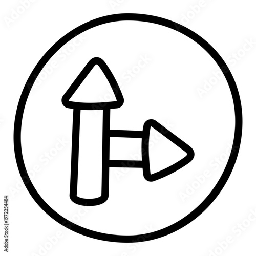An eye catching design icon of upward and right arrows 