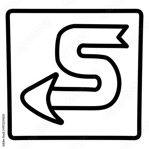 Turn down left arrow, editable vector 