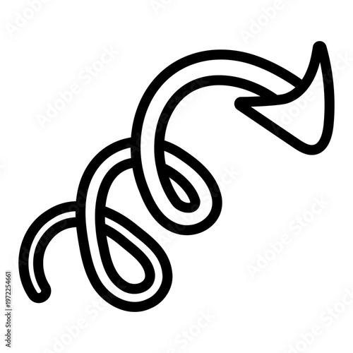 Spiral turn down arrow icon isolated on white background 