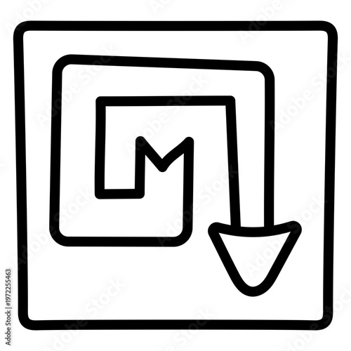 Spiral turn down arrow icon isolated on white background 