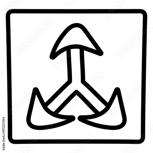 A linear design icon of triple direction arrows