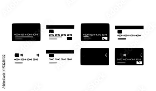 Isometric credit card mockup set with modern banking payment cards layered composition vector isolated