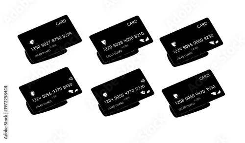 Credit card mockup set with clean flat design banking cards isolated on white background vector collection