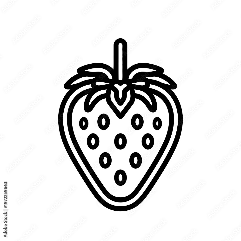 Fototapeta premium A simple black and white illustration of a strawberry