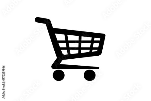 Black shopping cart icon on white background