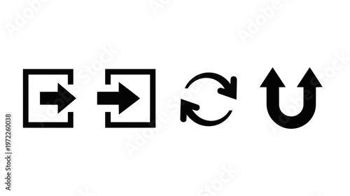 Arrows rotate and point in directions on a white background