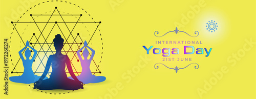 International Yoga Day, yoga icons, meditation symbols, colorful vector graphics, wellness illustrations