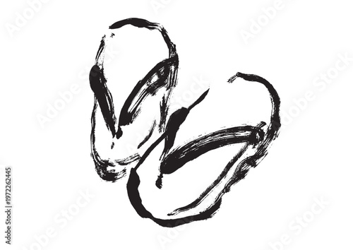 下駄の筆書き和風イラスト