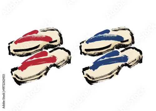 下駄の筆書き和風イラスト