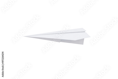Minimalist white paper plane, handmade origami aircraft for business startup concept, simple folded paper airplane symbol of travel and creativity isolated PNG with Transparent Background