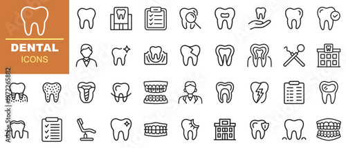Dental Icons Collection: Oral Health Symbols and Toothcare Graphics for Medical Websites