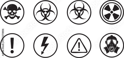 Hazard symbols collection biohazard radiation poison and warning signs