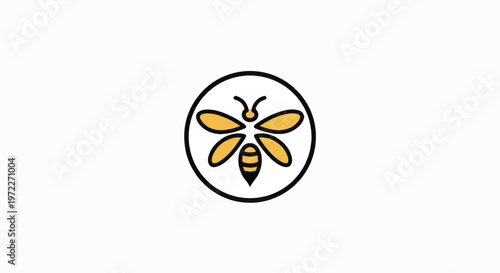 Simple Black and Yellow Bee Illustration.