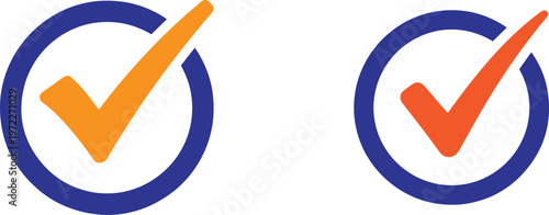 Title two orange check mark icons in blue circles confirmation symbols description the image displays two identical icons featuring