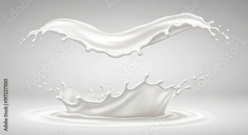 Splash of white liquid on gray background.