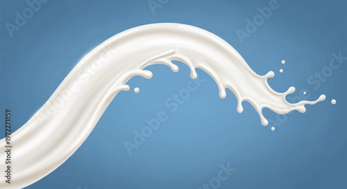 Splash of milk on blue background.