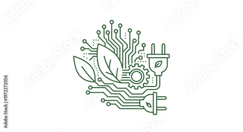 Green energy technology concept illustration against a white background