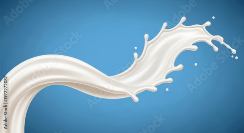Splash of milk on blue background.