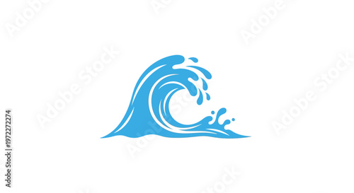 A stylized blue wave graphic design element.