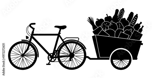 Bike Cargo Trailer - Grocery Haul Vector