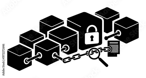 Blockchain Audit Trail - Minimalist Vector Illustration