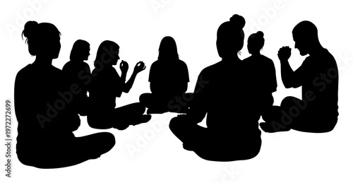 Breathwork Group Silhouette - Minimalist Vector