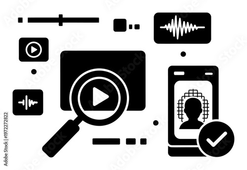 Deepfake Detection Interface - Minimal Vector Illustration