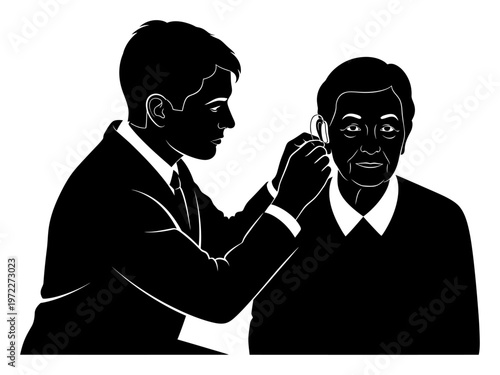 Hearing Aid Fitting - Audiologist Session Vector