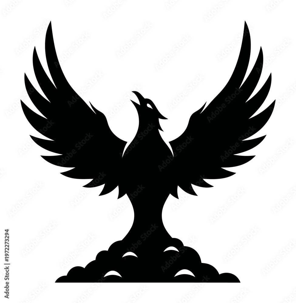 Fototapeta premium Phoenix Rising - Silhouette Vector Illustration