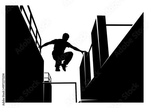 Parkour Silhouette - Urban Movement Vector