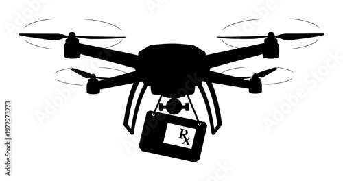 Pharmacy Drone Delivery - Minimalist Vector