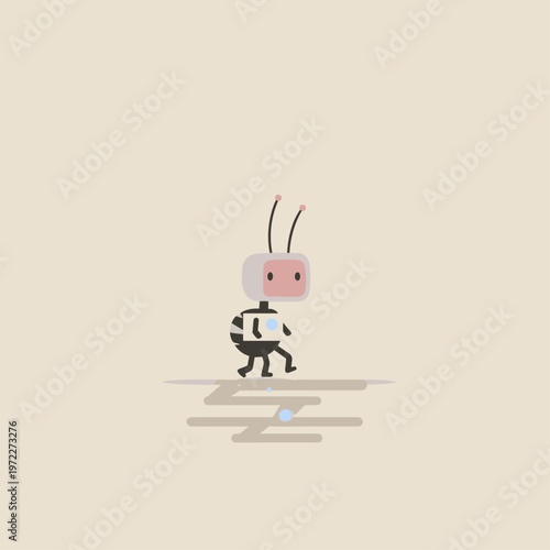 Robotic Ant Navigating a Glowing Circuit Maze Pathway