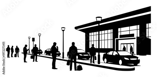 Airport Rideshare Pickup Zone - Vector Illustration
