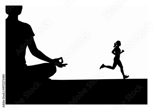 Silent Fitness Retreat - Meditation Run Silhouette