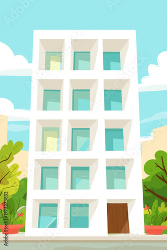 Stark Geometric Concrete Grid in Brutalist Architectural Style