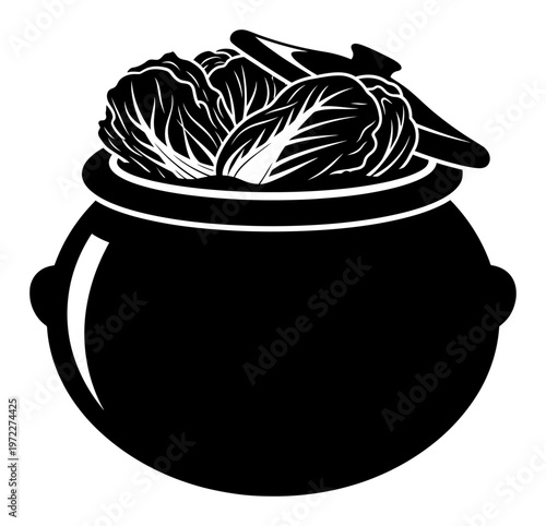 Kimchi Crock Illustration - Minimalist Vector