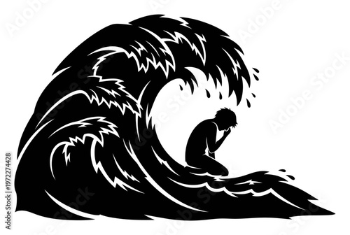 Anxiety Wave Silhouette - Minimalist Vector