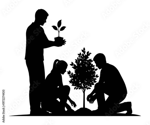 Earth Day Tree Planting - Minimalist Vector