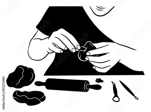 Polymer Clay Sculptor Silhouette - Minimalist Vector