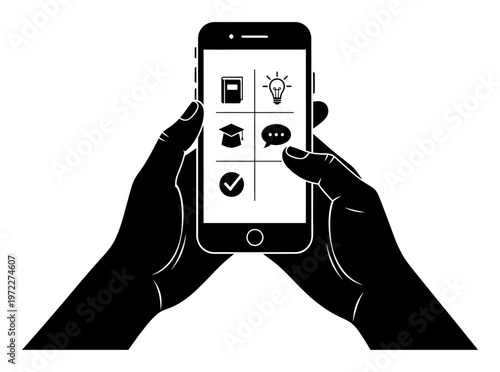 Microlearning Icon - Mobile Lesson Silhouette