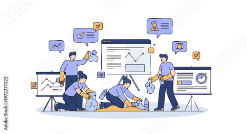 Community Volunteers Participating in Coastal Beach Cleanup Initiative