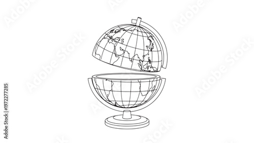 Vintage sketch of an open globe
