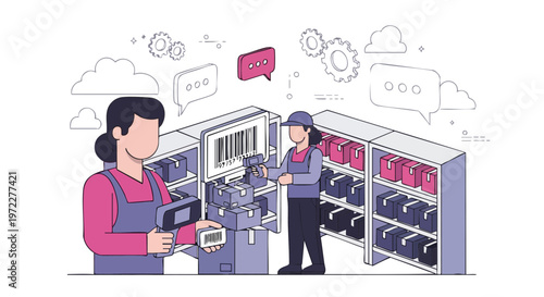 E-commerce Logistics and Warehouse Management System Illustration