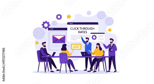 Email Marketing Team Analyzing Click Through Rates Performance